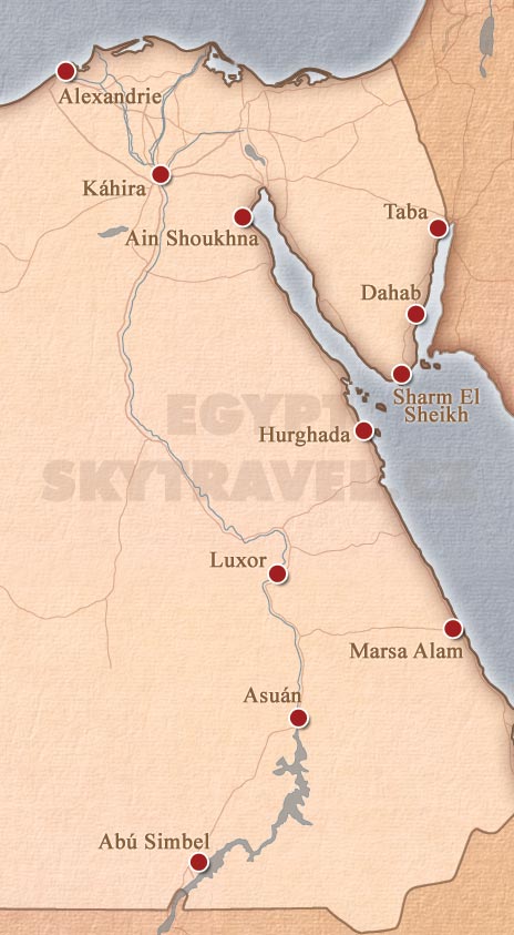 Egypt - Mapa Egypta letoviska